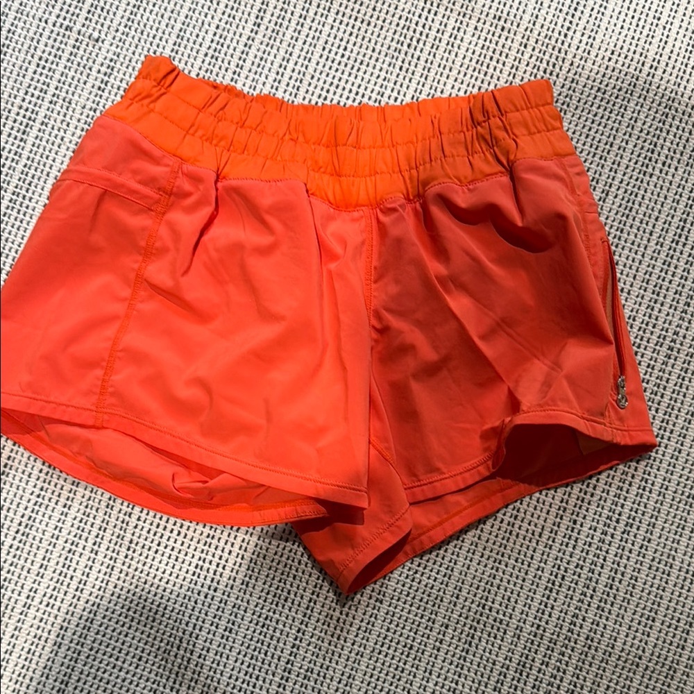 Lululemon Athletica Orange Athletic Shorts Lightweight Elastic Waist